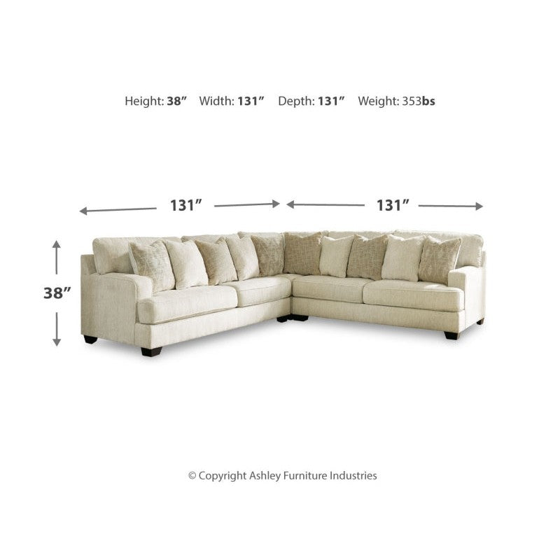 Ashley Rawcliffe Left Sofa 3 Piece Sectional in Parchment-Washburn's Home Furnishings