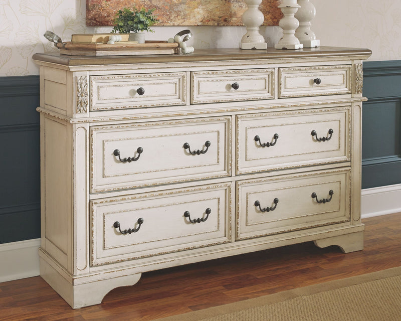 Ashley Realyn 7 Drawer Dresser in White/Brown/Beige-Washburn's Home Furnishings