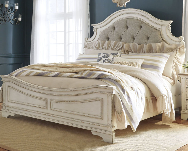 Ashley Realyn UPH Chipped White Panel Bedframe in King-Washburn's Home Furnishings