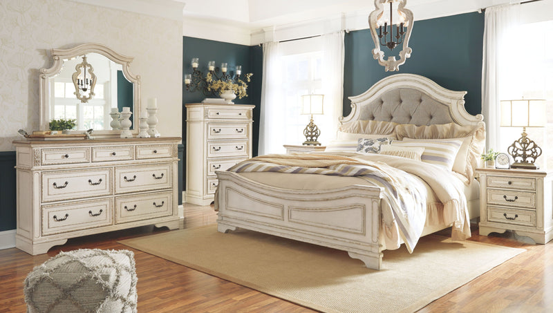 Ashley Realyn UPH Chipped White Panel Bedframe in King-Washburn's Home Furnishings