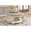 Realyn - White/Brown - Ottoman Cocktail Table-Washburn's Home Furnishings