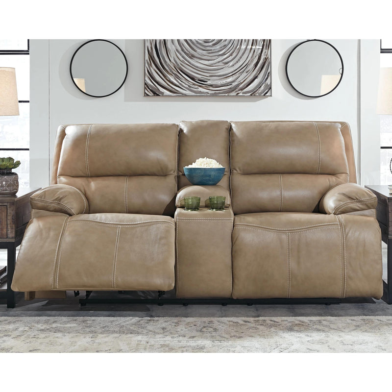 Ashley Ricmen Power Reclining Loveseat/CON/ADJ HDRST in putty-Washburn's Home Furnishings