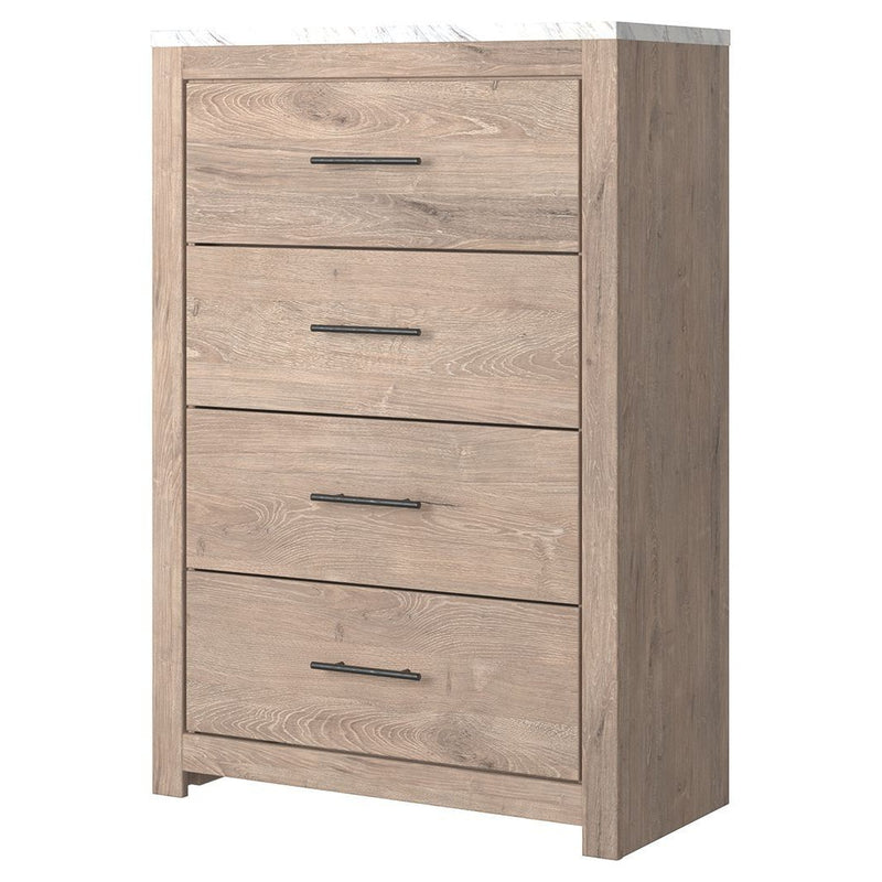 Senniberg - Light Brown/white - Four Drawer Chest-Washburn's Home Furnishings