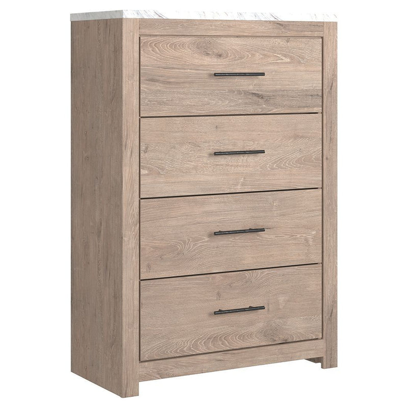 Senniberg - Light Brown/white - Four Drawer Chest-Washburn's Home Furnishings