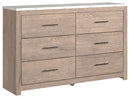 Ashley Senniberg Six Drawer Dresser in Light Brown/White-Washburn's Home Furnishings