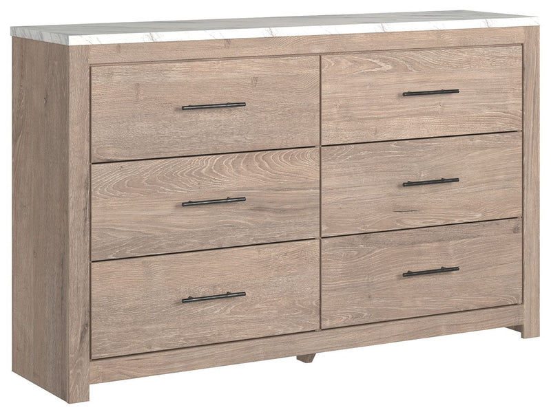 Ashley Senniberg Six Drawer Dresser in Light Brown/White-Washburn's Home Furnishings