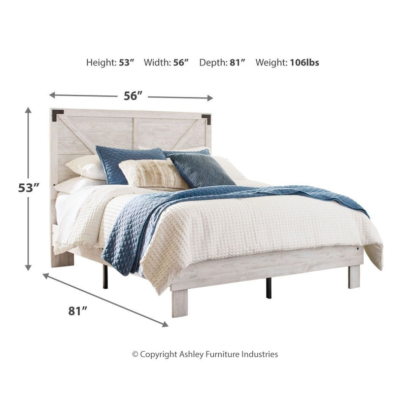 Shawburn - Whitewash - Full Panel Platform Bed-Washburn's Home Furnishings