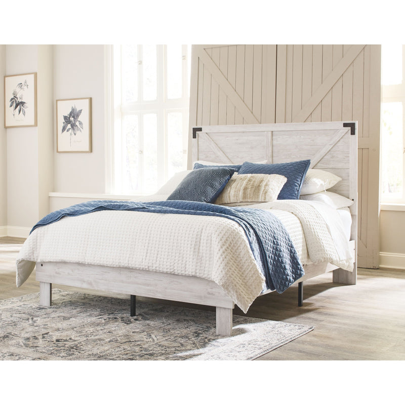 Shawburn - Whitewash - Full Panel Platform Bed-Washburn's Home Furnishings