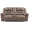 Ashley Stoneland Power Reclining Loveseat with Console in Fossil-Washburn's Home Furnishings