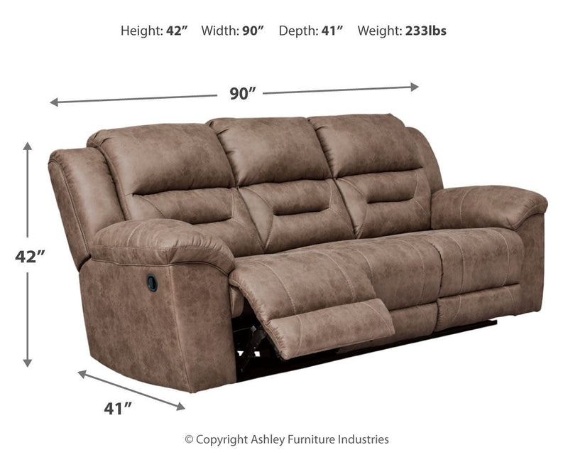 Ashley Stoneland Reclining Sofa in Fossil-Washburn's Home Furnishings