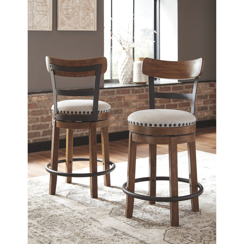 Valebeck - Brown - UPH Swivel Barstool (1/CN)-Washburn's Home Furnishings