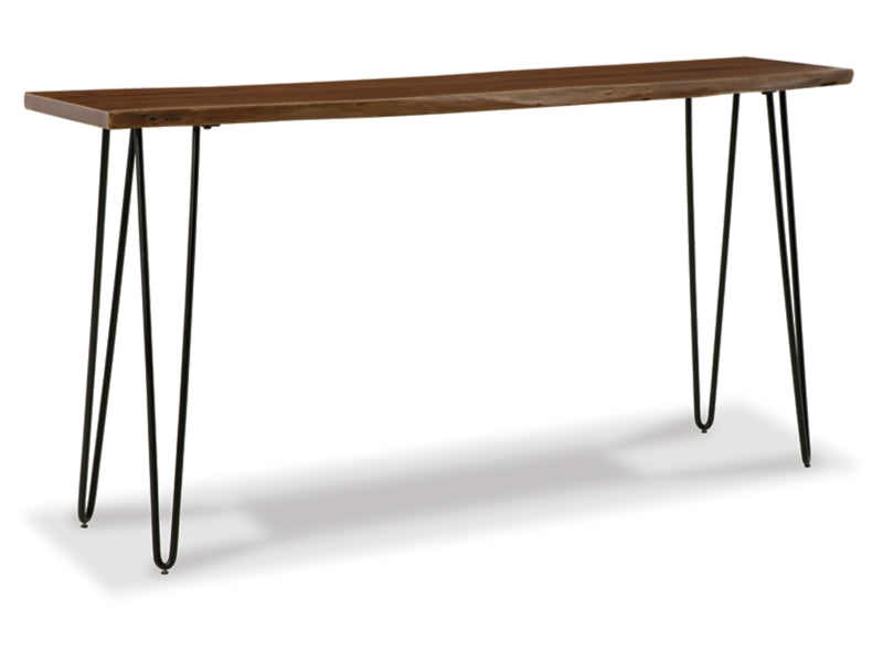 Ashley Wilinruck Long Counter Table & 3 Barstools in Dark Brown-Washburn's Home Furnishings