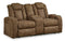 Ashley Wolfridge Power Reclining Loveseat w/ Console and Adjustable Headrests in Brindle-Washburn's Home Furnishings