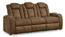 Ashley Wolfridge Power Reclining Sofa w/ Adjustable Headrest in Brindle-Washburn's Home Furnishings