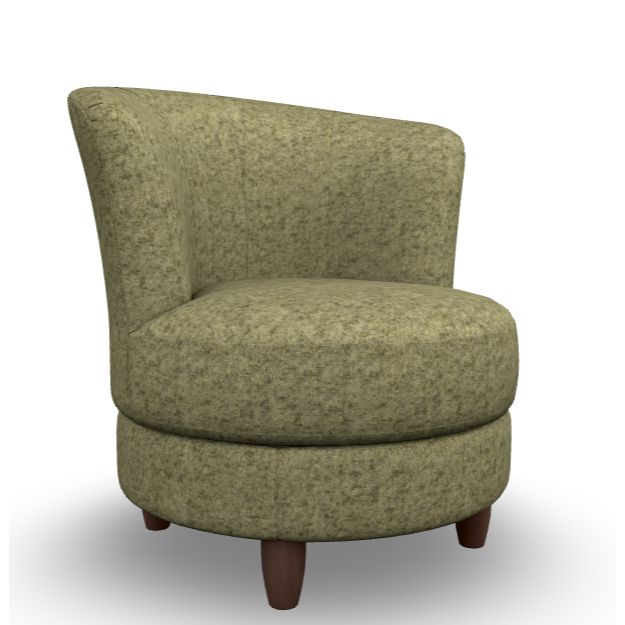 Best Palmona Swivel Barrel Chair w/ Dark Walnut Legs in Moss-Washburn's Home Furnishings