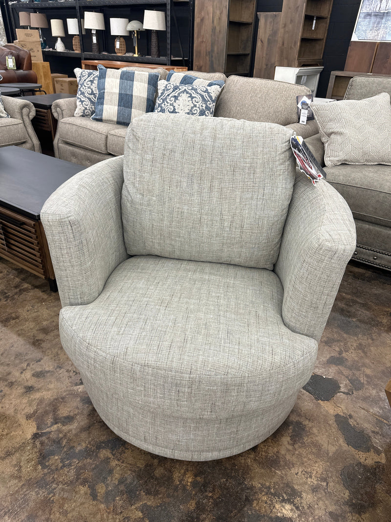 Best Tina Swivel Barrel Chair in Linen-Washburn's Home Furnishings