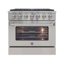 Brama 36 in. 5.2 cu. ft. Convection Oven Freestanding Natural Gas Range with 6 Sealed Burners - Stainless Steel-Washburn's Home Furnishings