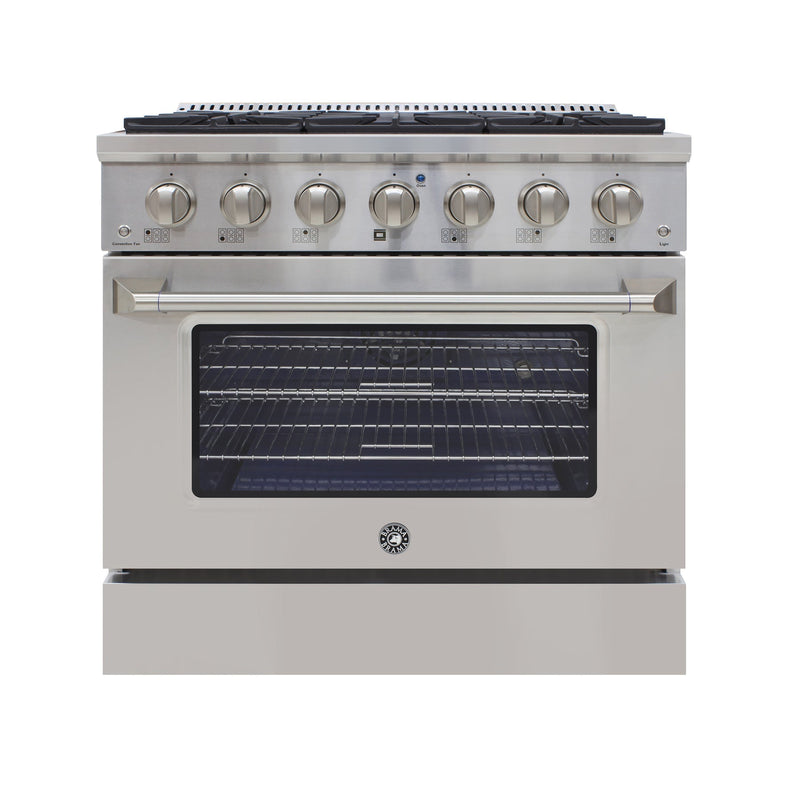 Brama 36 in. 5.2 cu. ft. Convection Oven Freestanding Natural Gas Range with 6 Sealed Burners - Stainless Steel-Washburn's Home Furnishings