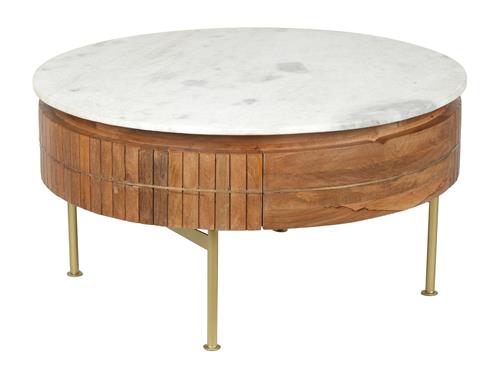 Coast to Coast 1 Drawer Mango Wood and Marble Cocktail Table-Washburn's Home Furnishings