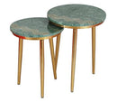 Coast to Coast Avery Green & Gold Set of 2 Nesting Table-Washburn's Home Furnishings