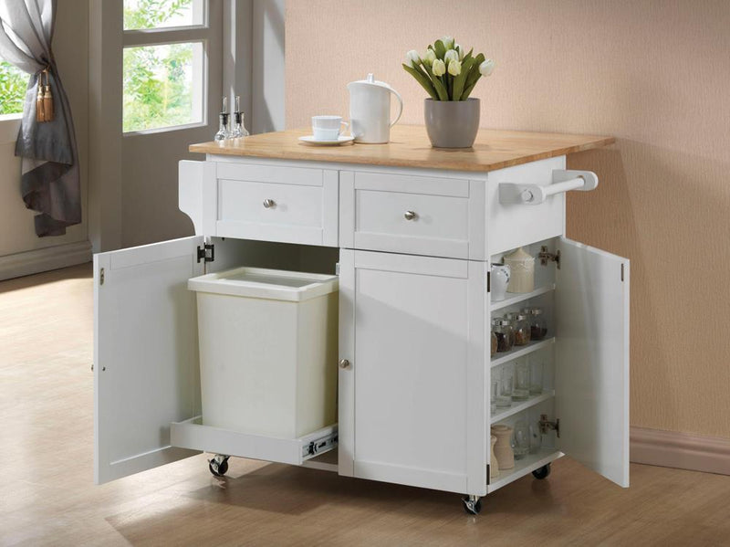 3-door Kitchen Cart With Casters - White-Washburn's Home Furnishings