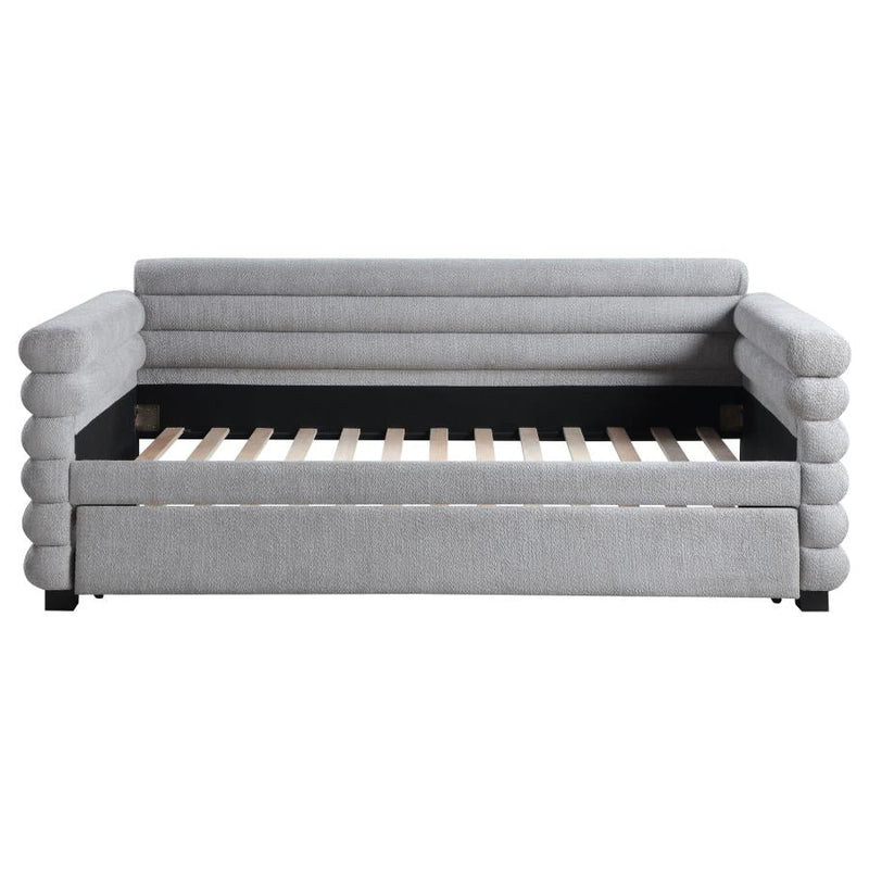 Coaster Patricia Boucle Upholstered Twin Day Bed w/Trundle in Grey-Washburn's Home Furnishings