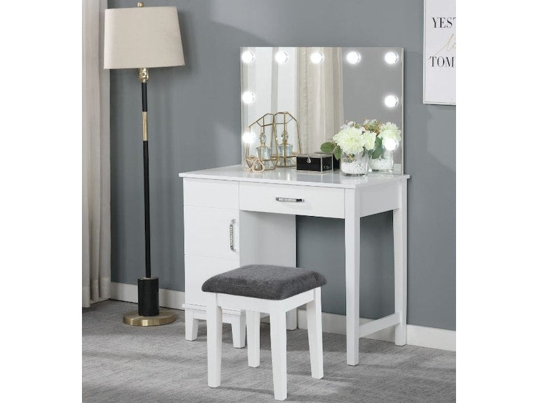 Coaster Vanity Mirror w/Led Lights in White-Washburn's Home Furnishings