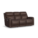 Flexsteel Alister Leather Power Gliding Sofa w/Power Headrests & Lumbar in Burnt Umber-Washburn's Home Furnishings