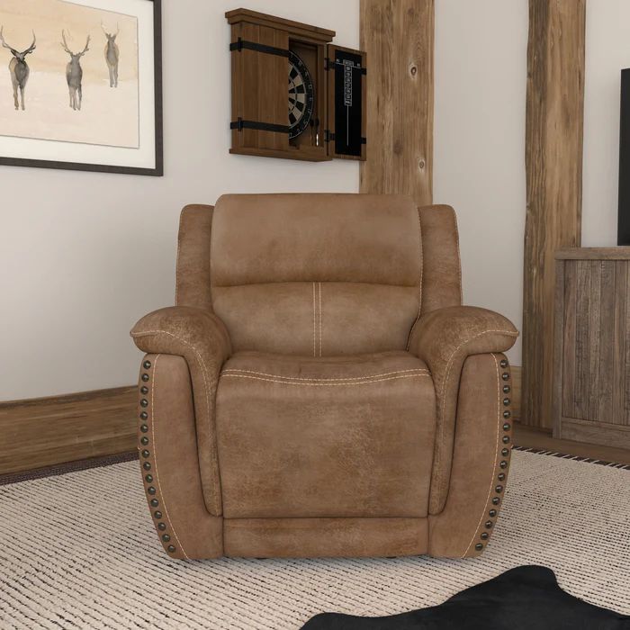 Flexsteel Beau Fabric Power Recliner w/Power Headrest in Sable-Washburn's Home Furnishings