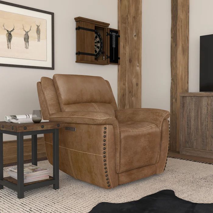 Flexsteel Beau Fabric Power Recliner w/Power Headrest in Sable-Washburn's Home Furnishings