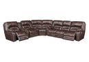 Franklin Legacy 3 Piece Sectional w/Reclining Sofa w/Drop Down Table & Lights, Loveseat w/Console & Wedge in Ford Chocolate-Washburn's Home Furnishings