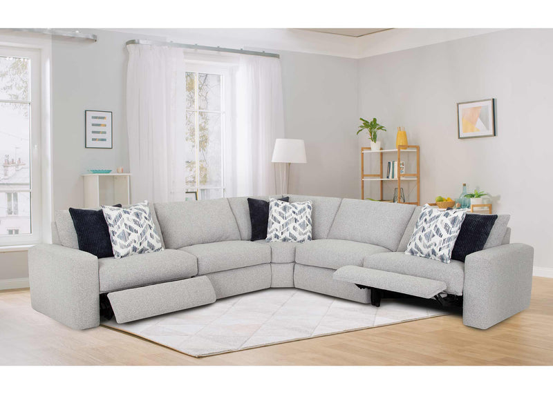 Franklin Toronto 5 Piece Power Reclining Sectional w/USB Charger in Meade Dove-Washburn's Home Furnishings