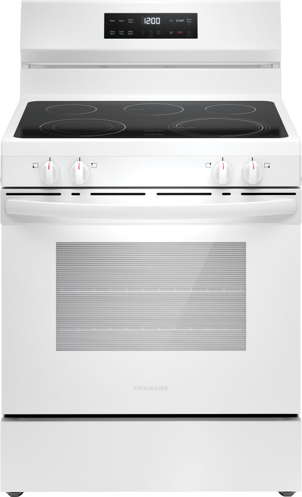 Frigidaire 30" Electric Range w/Steam Clean in White-Washburn's Home Furnishings