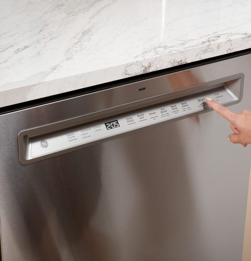 GE 24 in. Fingerprint Resistant Stainless Front Control Built-In Tall Tub Dishwasher with Dry Boost, 3rd Rack, and 47dBA-Washburn's Home Furnishings