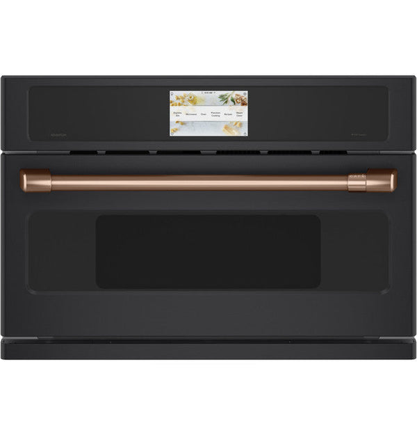 GE Café 30" Smart 5 in 1 Microwave Oven w/120V Advantium Technology in Matte Black w/Ref Handle Set Copper Bundle-Washburn's Home Furnishings