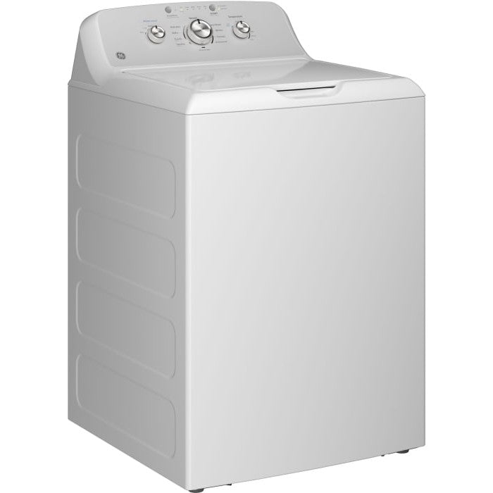 GE® 4.3 cu. ft. Capacity Washer with Stainless Steel Basket,Cold Plus and Water Level Control - White w/ Silver Matte Backsplash-Washburn's Home Furnishings