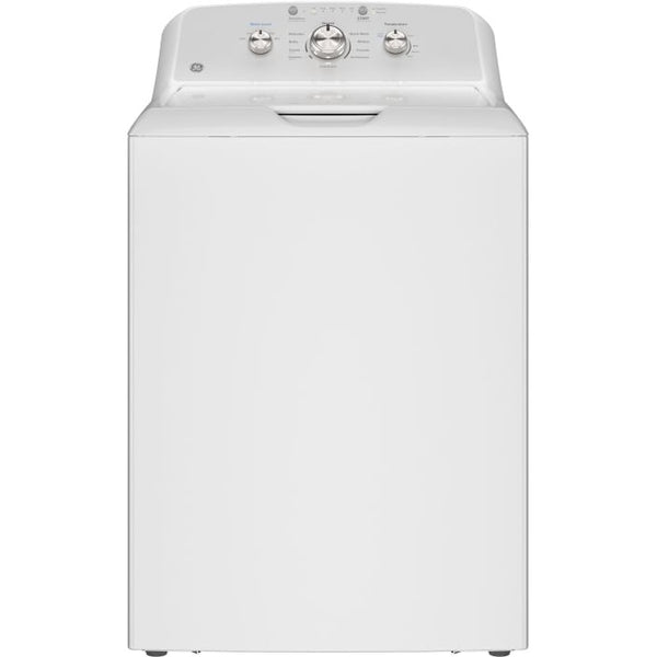 GE® 4.3 cu. ft. Capacity Washer with Stainless Steel Basket,Cold Plus and Water Level Control - White w/ Silver Matte Backsplash-Washburn's Home Furnishings