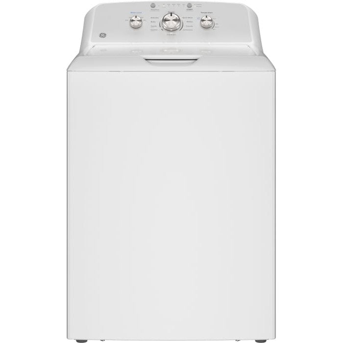 GE® 4.3 cu. ft. Capacity Washer with Stainless Steel Basket,Cold Plus and Water Level Control - White w/ Silver Matte Backsplash-Washburn's Home Furnishings