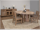 IFD Natural Parota Round Dining Table (Top & Base) & 4 Solid Wood Chair w/Upholstered Seat Bundle-Washburn's Home Furnishings