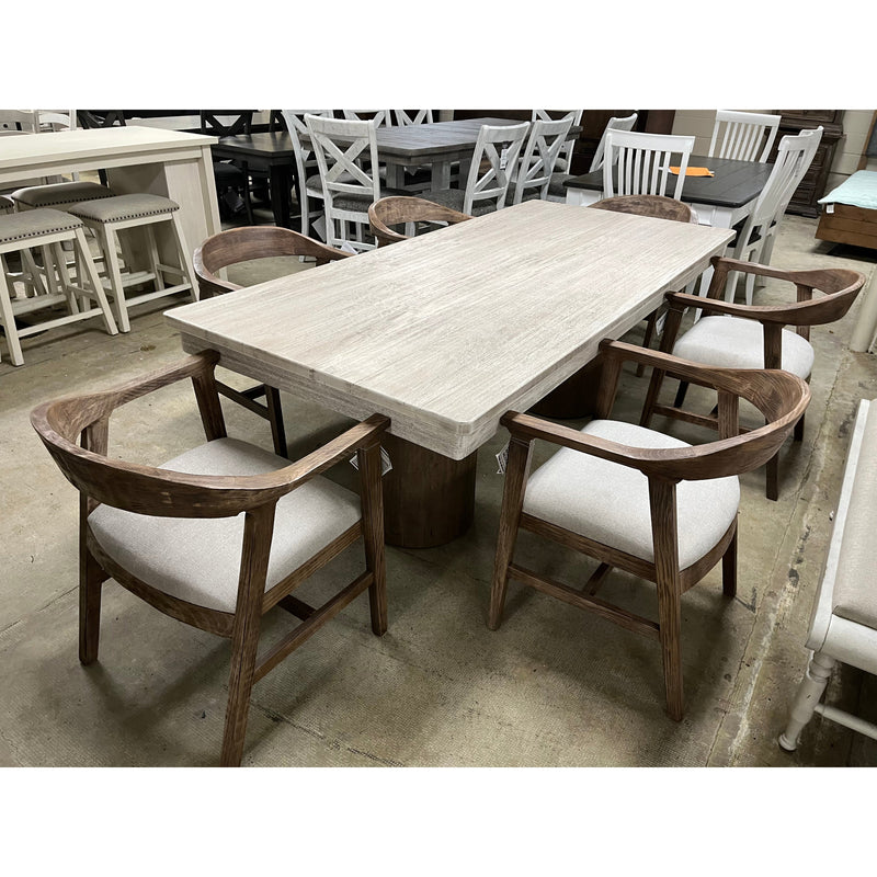 IFD Sahara Dining Table (Base & Top) & 6 Dining Chairs w/Upholstered Seats-Washburn's Home Furnishings