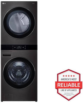 LG 5.0 CF / 7.4 CF Electric Washtower with Center ControL - Black Steel-Washburn's Home Furnishings