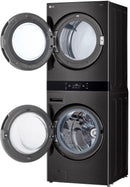 LG 5.0 CF / 7.4 CF Electric Washtower with Center ControL - Black Steel-Washburn's Home Furnishings