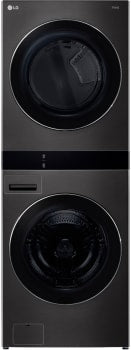 LG 5.0 CF / 7.4 CF Electric Washtower with Center ControL - Black Steel-Washburn's Home Furnishings