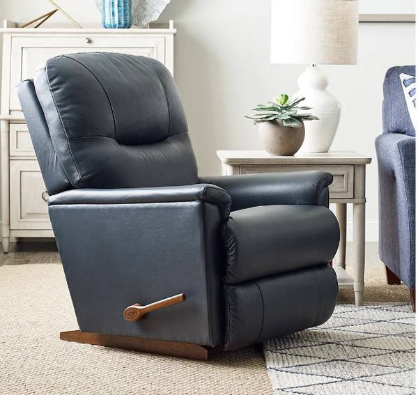 La-Z-Boy Aries Rocking Recliner in Leather Denim-Washburn's Home Furnishings