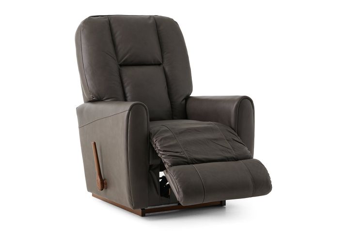 La-Z-Boy Felix Leather Rocking Recliner in Buddy Dark Gray.-Washburn's Home Furnishings