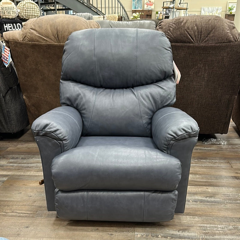 La-Z-Boy Larson Leather Rocking Recliner in Arpeggio Denim-Washburn's Home Furnishings