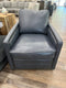 Leather Italia Alto Swivel Chair in Ocean Blue-Washburn's Home Furnishings