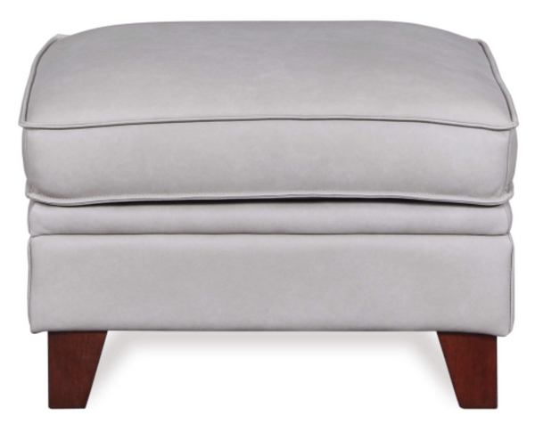 Leather Italia Cambria Stanton Ottoman in Grey Leather-Washburn's Home Furnishings