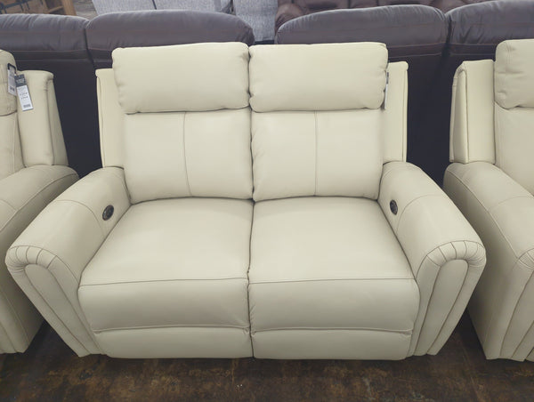 Leather Italia Jonathan Power Loveseat in Cream-Washburn's Home Furnishings