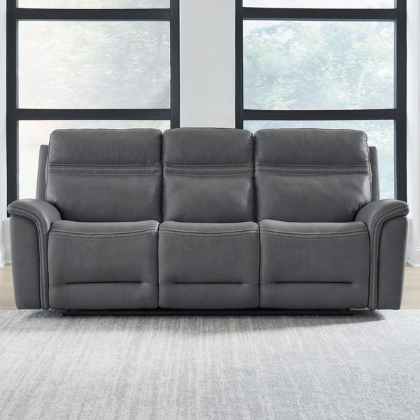 Liberty Cooper Power Reclining Sofa in Blue Gray Leather-Washburn's Home Furnishings